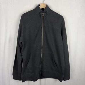 Izod Sweater Mens Medium Dark Gray Heather Full Zip Mock Neck NWOT
